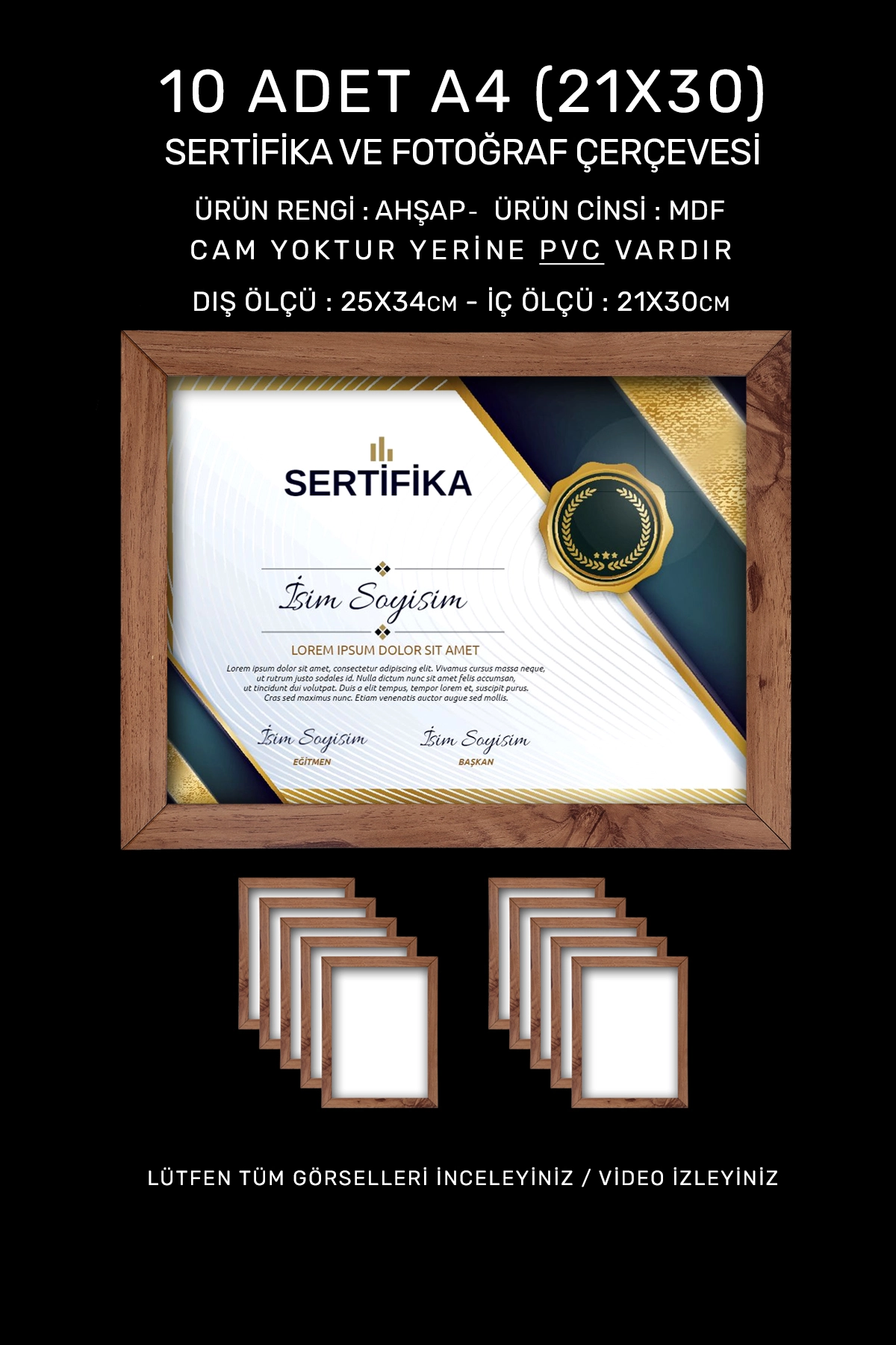 10 ADET 21x30 MDF ÇERÇEVE - DİKDÖRTGEN ÇERÇEVE Fotoğraf Çerçevesi
