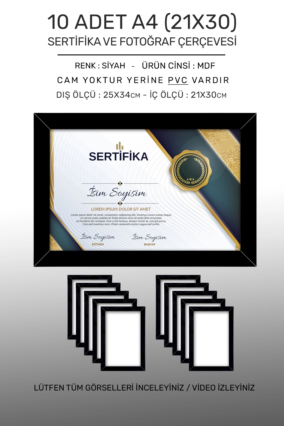 10 ADET 21x30 MDF ÇERÇEVE - DİKDÖRTGEN ÇERÇEVE Fotoğraf Çerçevesi