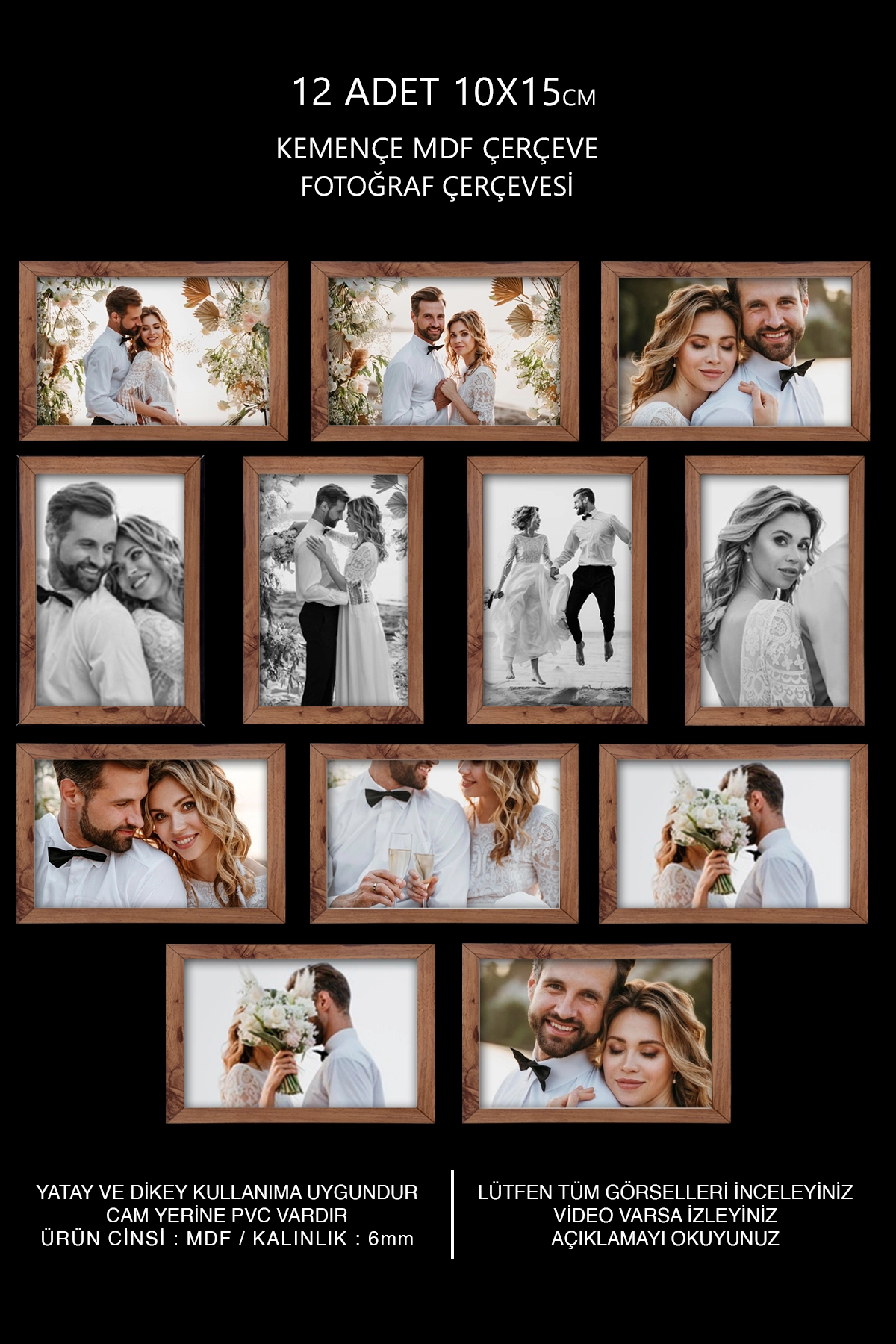 12 Adet 10x15 Çerçeve - Mini Mdf Çerçeve - Fotoğraf Çerçeve Seti
