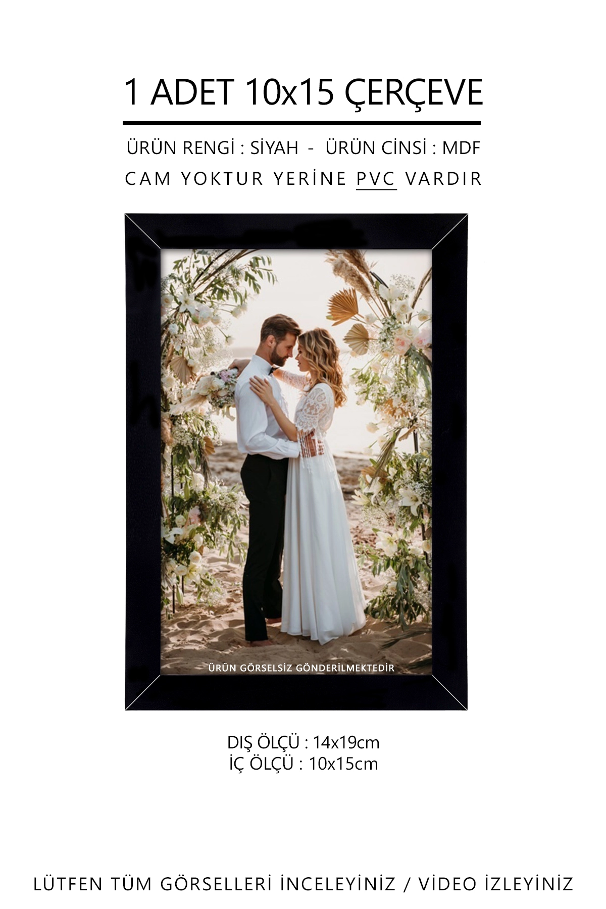 1 Adet 10x15 Çerçeve - Mdf Çerçeve - Fotoğraf Çerçevesi - Dikdörtgen Çerçeve - Pvc’li Çerçeve