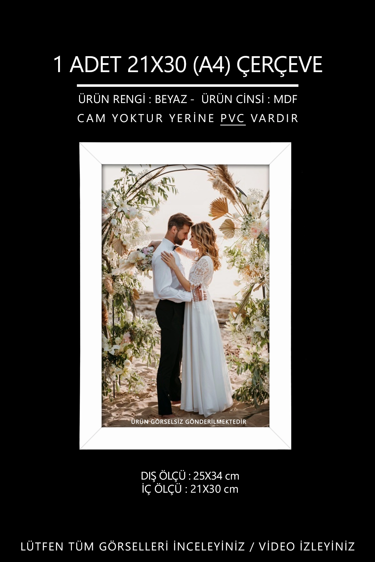 1 ADET 21x30 MDF ÇERÇEVE - DİKDÖRTGEN ÇERÇEVE Fotoğraf Çerçevesi