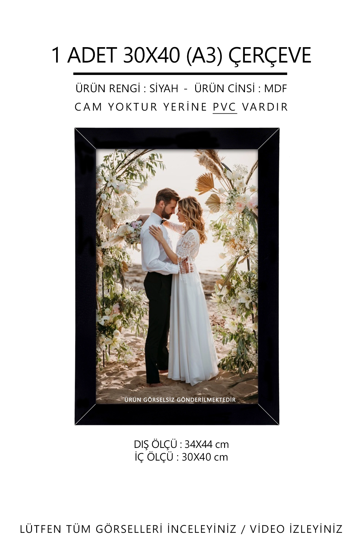 1 ADET 30x40 MDF ÇERÇEVE - DİKDÖRTGEN ÇERÇEVE Fotoğraf Çerçevesi