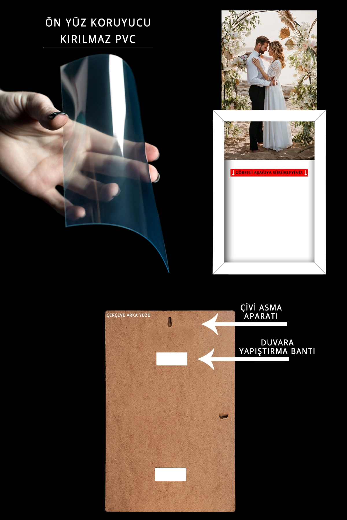 5 Adet 25x25 Çerçeve - İnce Çıtalı Çerçeve -Kare Çerçeve Fotoğraf Çerçevesi