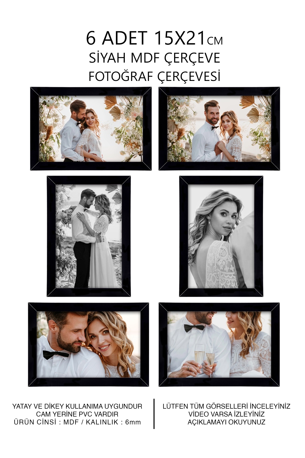 6 ADET 15x21 MDF ÇERÇEVE - DİKDÖRTGEN ÇERÇEVE Fotoğraf Çerçevesi ★ ★ ★ ★ ★ 0 değerlendir