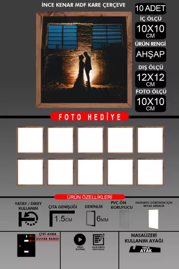  10X10 Çerçeve - İnce Çıtalı Çerçeve - Kare Çerçeve