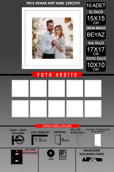 15x15 Çerçeve - İnce Çıtalı Çerçeve - Kare Çerçeve