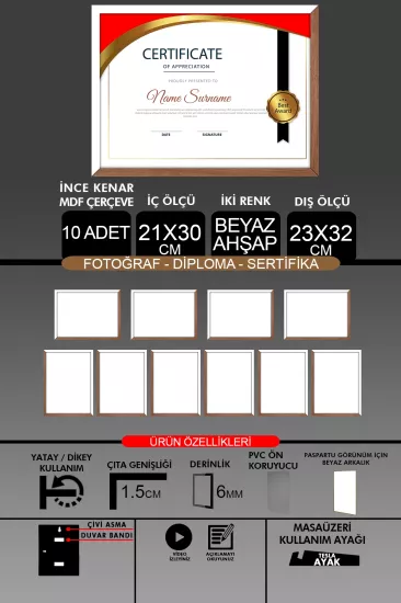 21x30 Çerçeve - İnce Çıtalı Çerçeve