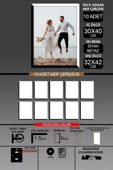30x40 Çerçeve - İnce Çıtalı A3 Çerçeve 