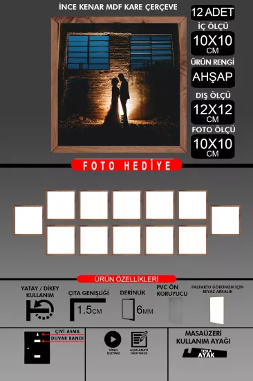 10X10 Çerçeve - İnce Çıtalı Çerçeve - Kare Çerçeve