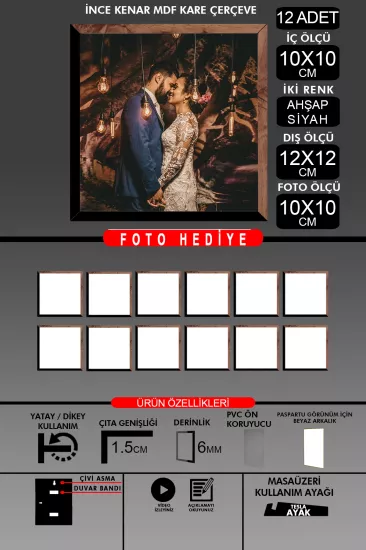 10X10 Çerçeve - İnce Çıtalı Çerçeve - Kare Çerçeve