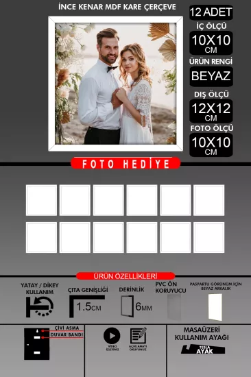 10X10 Çerçeve - İnce Çıtalı Çerçeve - Kare Çerçeve