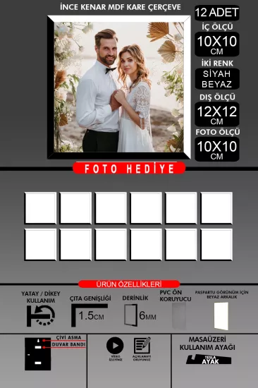 10X10 Çerçeve - İnce Çıtalı Çerçeve - Kare Çerçeve