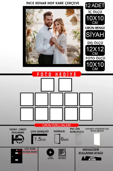 10X10 Çerçeve - İnce Çıtalı Çerçeve - Kare Çerçeve