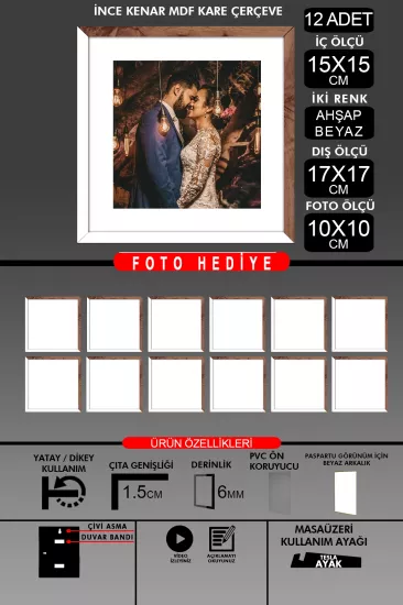 15x15 Çerçeve - İnce Çıtalı Çerçeve - Kare Çerçeve