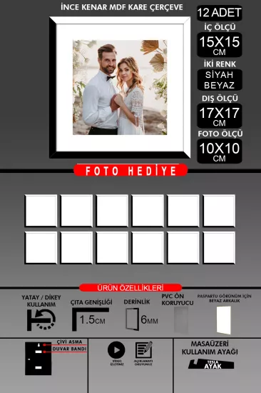 15x15 Çerçeve - İnce Çıtalı Çerçeve - Kare Çerçeve