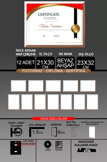 21x30 Çerçeve - İnce Çıtalı Çerçeve
