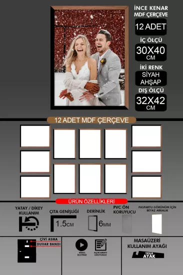 30x40 Çerçeve - İnce Çıtalı A3 Çerçeve