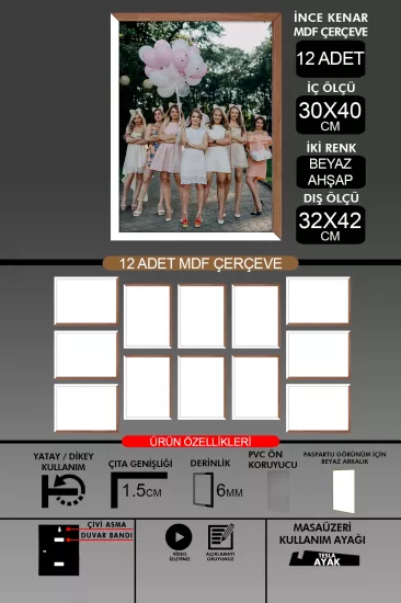 30x40 Çerçeve - İnce Çıtalı A3 Çerçeve