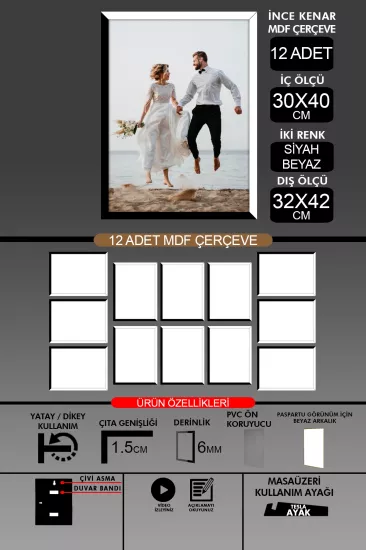 30x40 Çerçeve - İnce Çıtalı A3 Çerçeve
