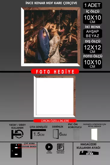 10X10 Çerçeve - İnce Çıtalı Çerçeve - Kare Çerçeve