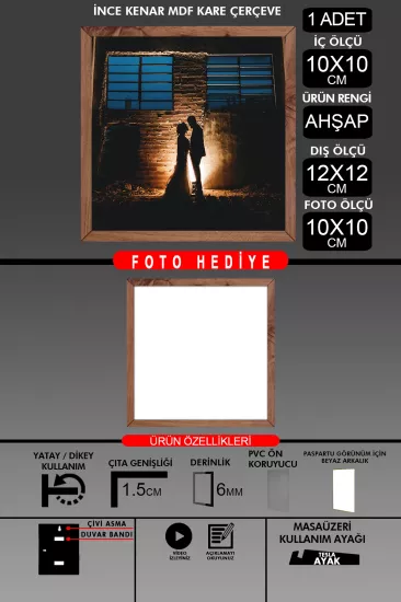 10X10 Çerçeve - İnce Çıtalı Çerçeve - Kare Çerçeve