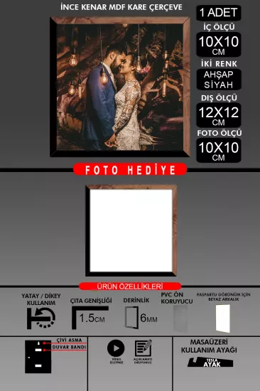 10X10 Çerçeve - İnce Çıtalı Çerçeve - Kare Çerçeve