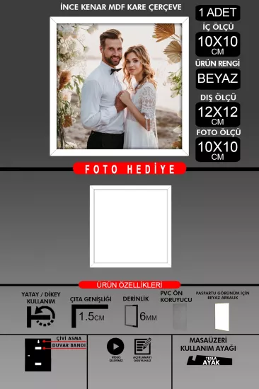 10X10 Çerçeve - İnce Çıtalı Çerçeve - Kare Çerçeve