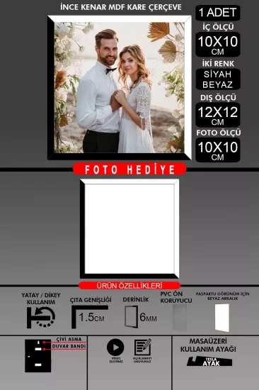 10X10 Çerçeve - İnce Çıtalı Çerçeve - Kare Çerçeve