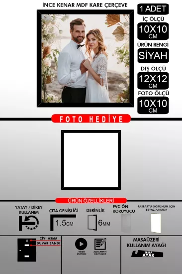 10X10 Çerçeve - İnce Çıtalı Çerçeve - Kare Çerçeve