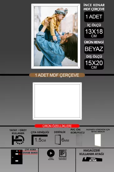  13x18 Çerçeve - İnce Çıtalı Çerçeve