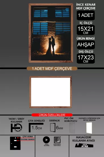15x21 Çerçeve - İnce Çıtalı A5 Çerçeve 