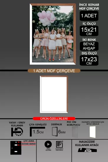 15x21 Çerçeve - İnce Çıtalı A5 Çerçeve 