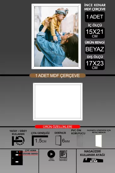15x21 Çerçeve - İnce Çıtalı A5 Çerçeve 