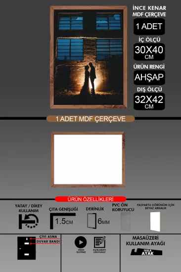 30x40 Çerçeve - İnce Çıtalı A3 Çerçeve