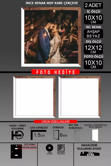 10X10 Çerçeve - İnce Çıtalı Çerçeve - Kare Çerçeve 