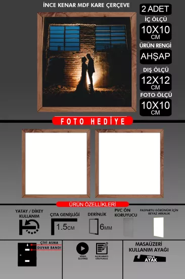 10X10 Çerçeve - İnce Çıtalı Çerçeve - Kare Çerçeve 