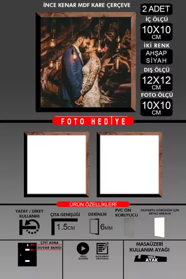 10X10 Çerçeve - İnce Çıtalı Çerçeve - Kare Çerçeve 