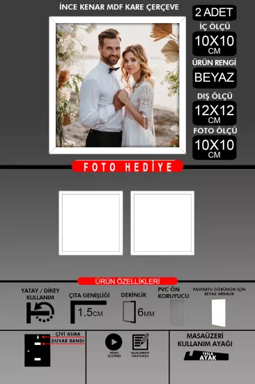 10X10 Çerçeve - İnce Çıtalı Çerçeve - Kare Çerçeve 