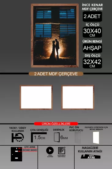 30x40 Çerçeve - İnce Çıtalı A3 Çerçeve