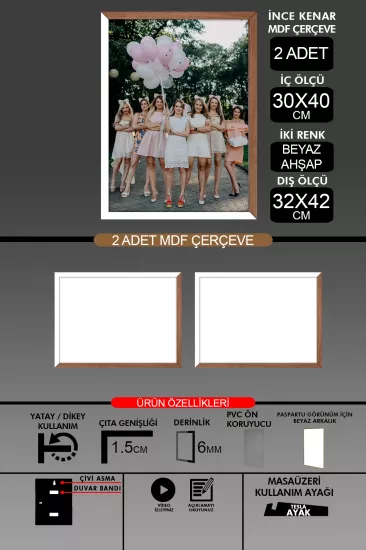 30x40 Çerçeve - İnce Çıtalı A3 Çerçeve