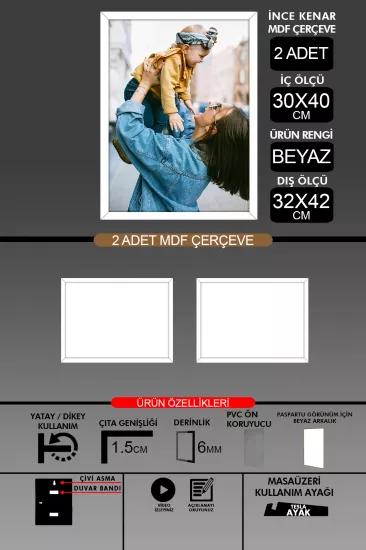 30x40 Çerçeve - İnce Çıtalı A3 Çerçeve