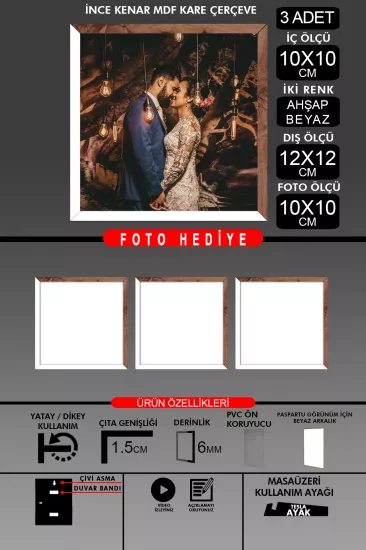  10X10 Çerçeve - İnce Çıtalı Çerçeve - Kare Çerçeve