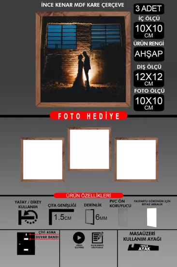  10X10 Çerçeve - İnce Çıtalı Çerçeve - Kare Çerçeve