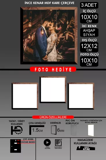  10X10 Çerçeve - İnce Çıtalı Çerçeve - Kare Çerçeve