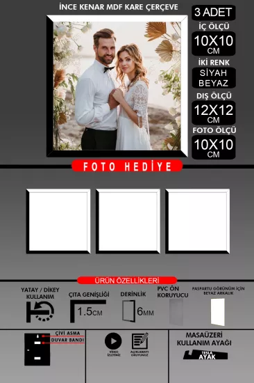  10X10 Çerçeve - İnce Çıtalı Çerçeve - Kare Çerçeve