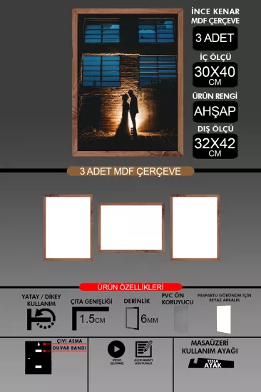  30x40 Çerçeve - İnce Çıtalı A3 Çerçeve