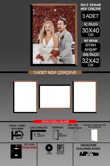  30x40 Çerçeve - İnce Çıtalı A3 Çerçeve