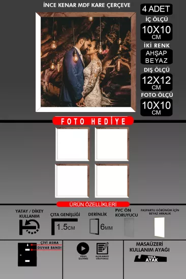  10X10 Çerçeve - İnce Çıtalı Çerçeve - Kare Çerçeve 