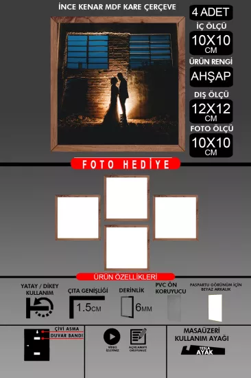  10X10 Çerçeve - İnce Çıtalı Çerçeve - Kare Çerçeve 