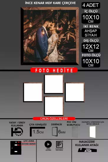  10X10 Çerçeve - İnce Çıtalı Çerçeve - Kare Çerçeve 